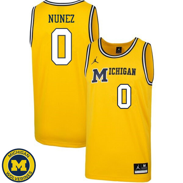 Men University of Michigan #0 Adrien Nunez Retro Yellow Stitch Basketball Jersey